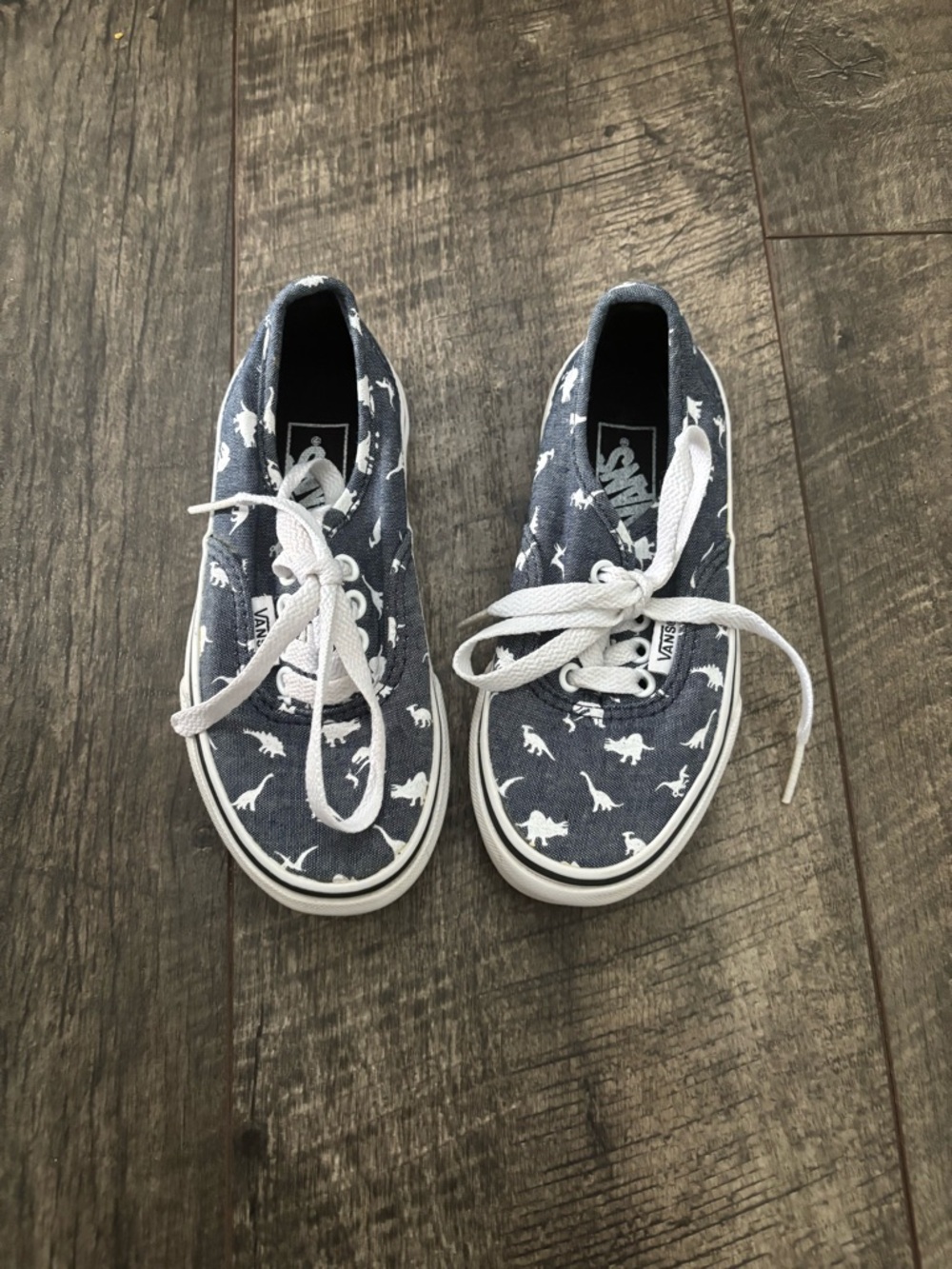 Vans Kids Navy Canvas Sneakers with White Dino Pattern
